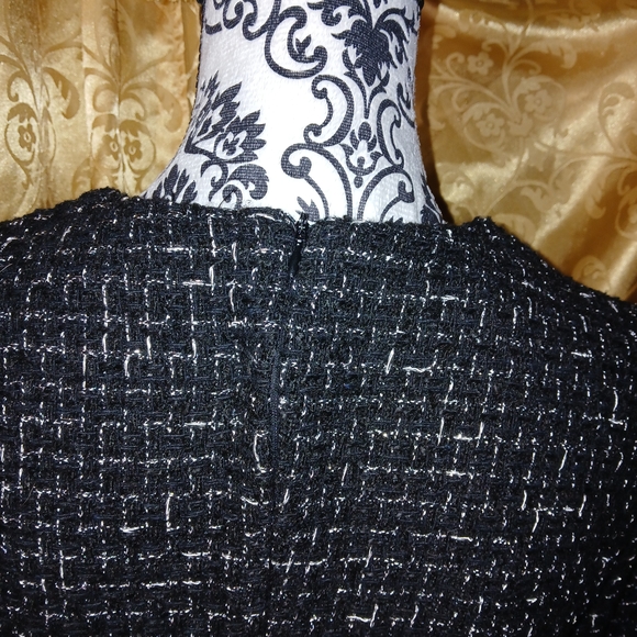 SHEIN Navy and White Tweed Midi Dress - Picture 3 of 5
